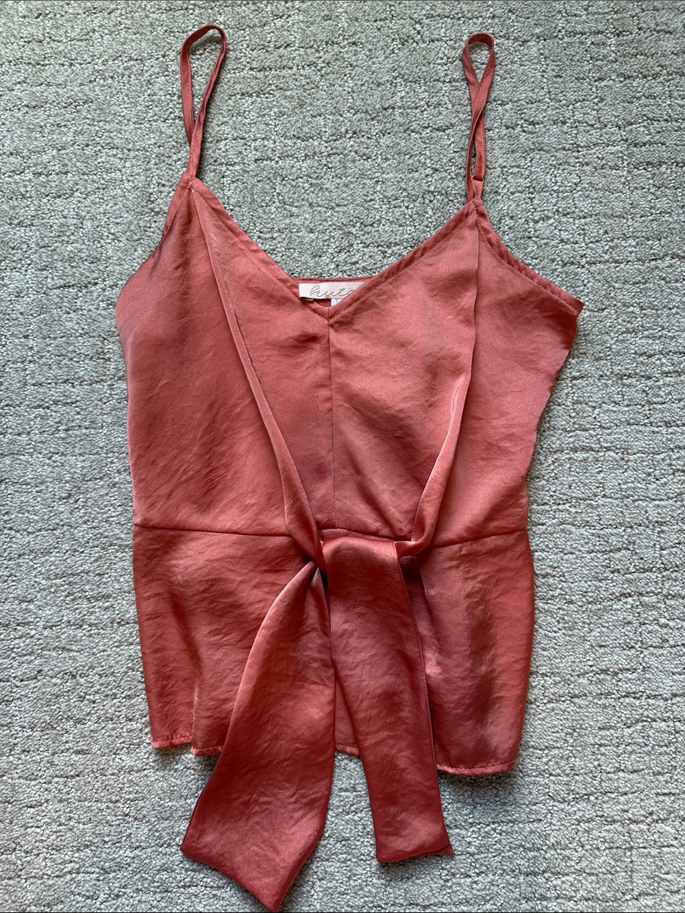 Hutch Rust Tie-Front Satin Camisole